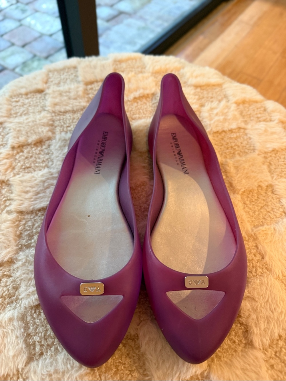 Emporio Armani Magenta Pointed Toe Jelly Flats